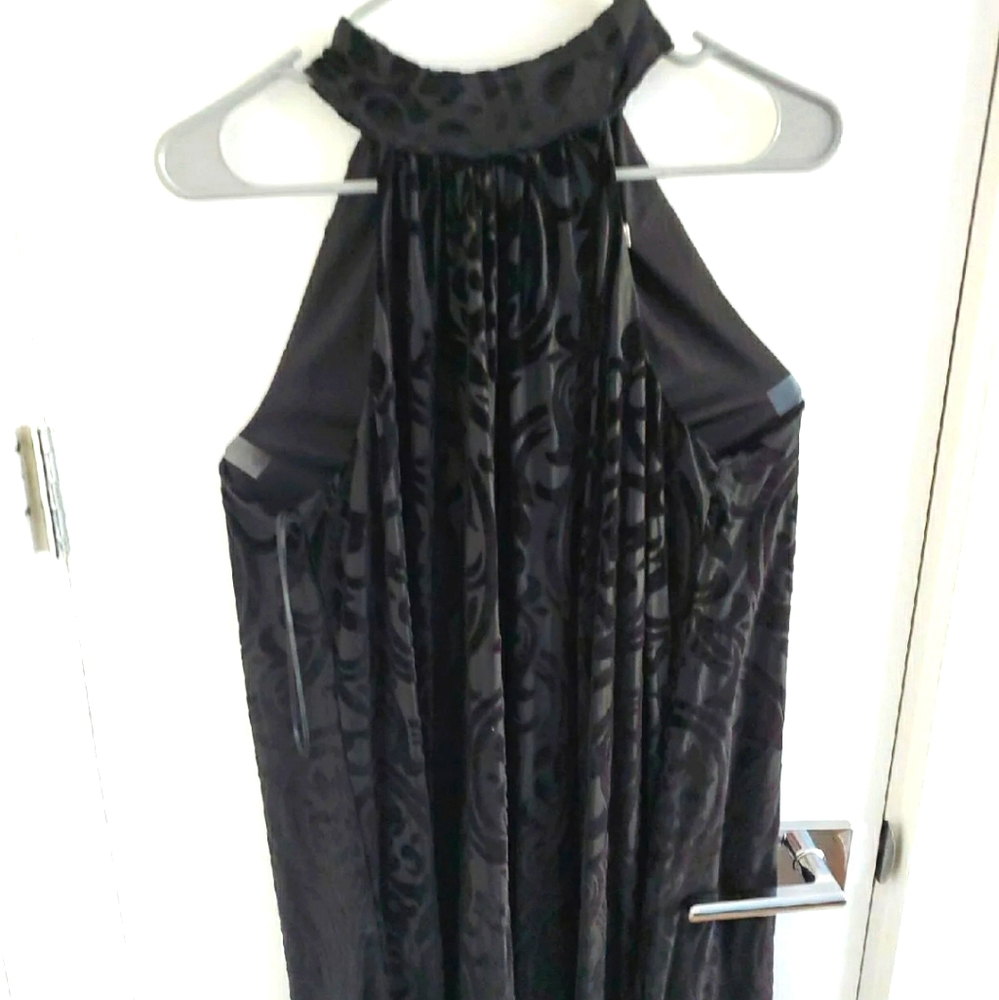 Black high neck velvet dress